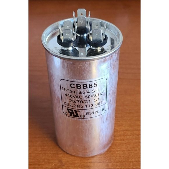 35+7.5 uf MFD ±5% 370 or 440 Volt AC CBB65B Dual Run Round Capacitor NEW - Picture 1 of 3